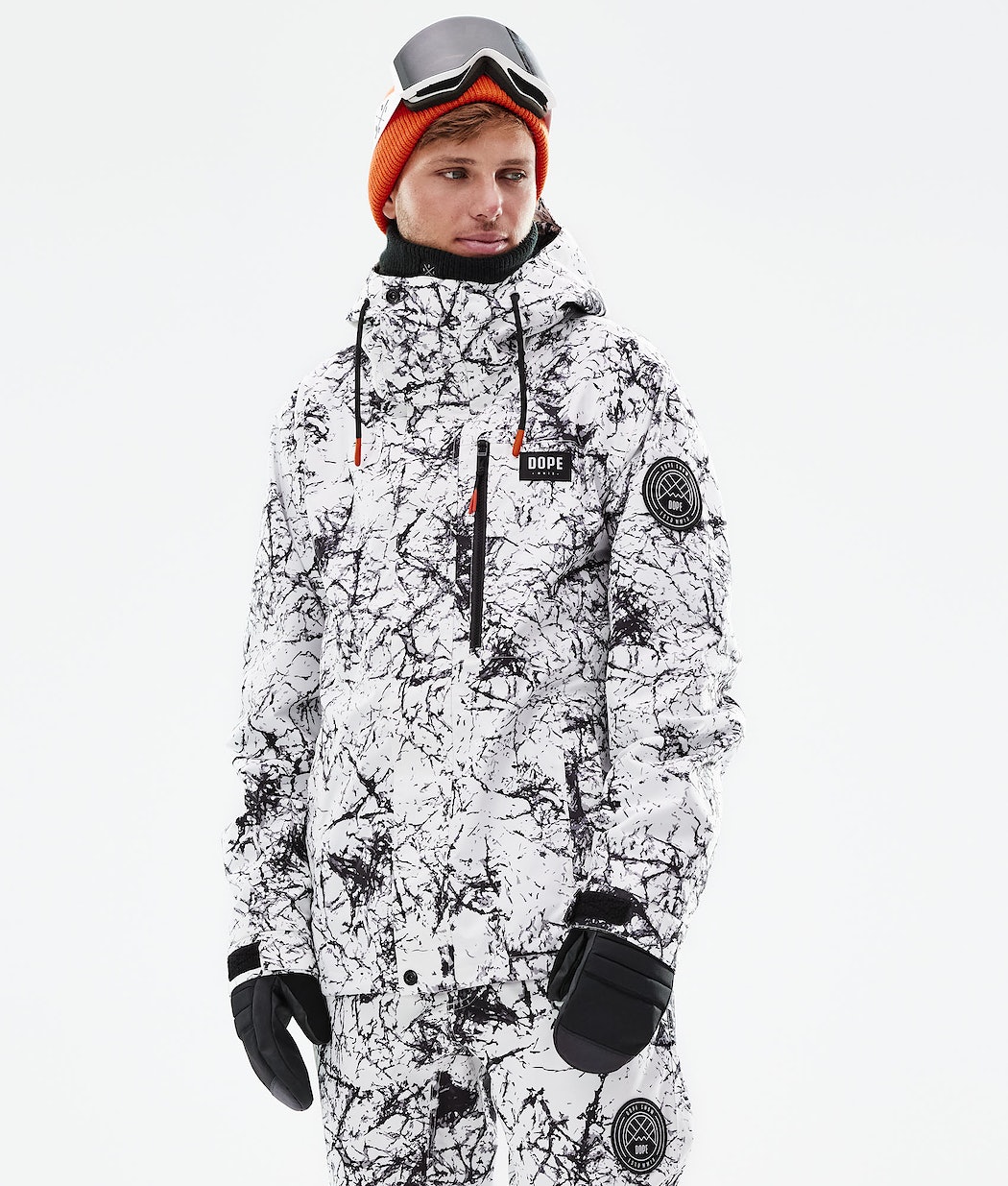 Chaqueta Snowboard Dope Blizzard Full Zip 2021 Hombre Blancas Negras | 829-KJHXCA