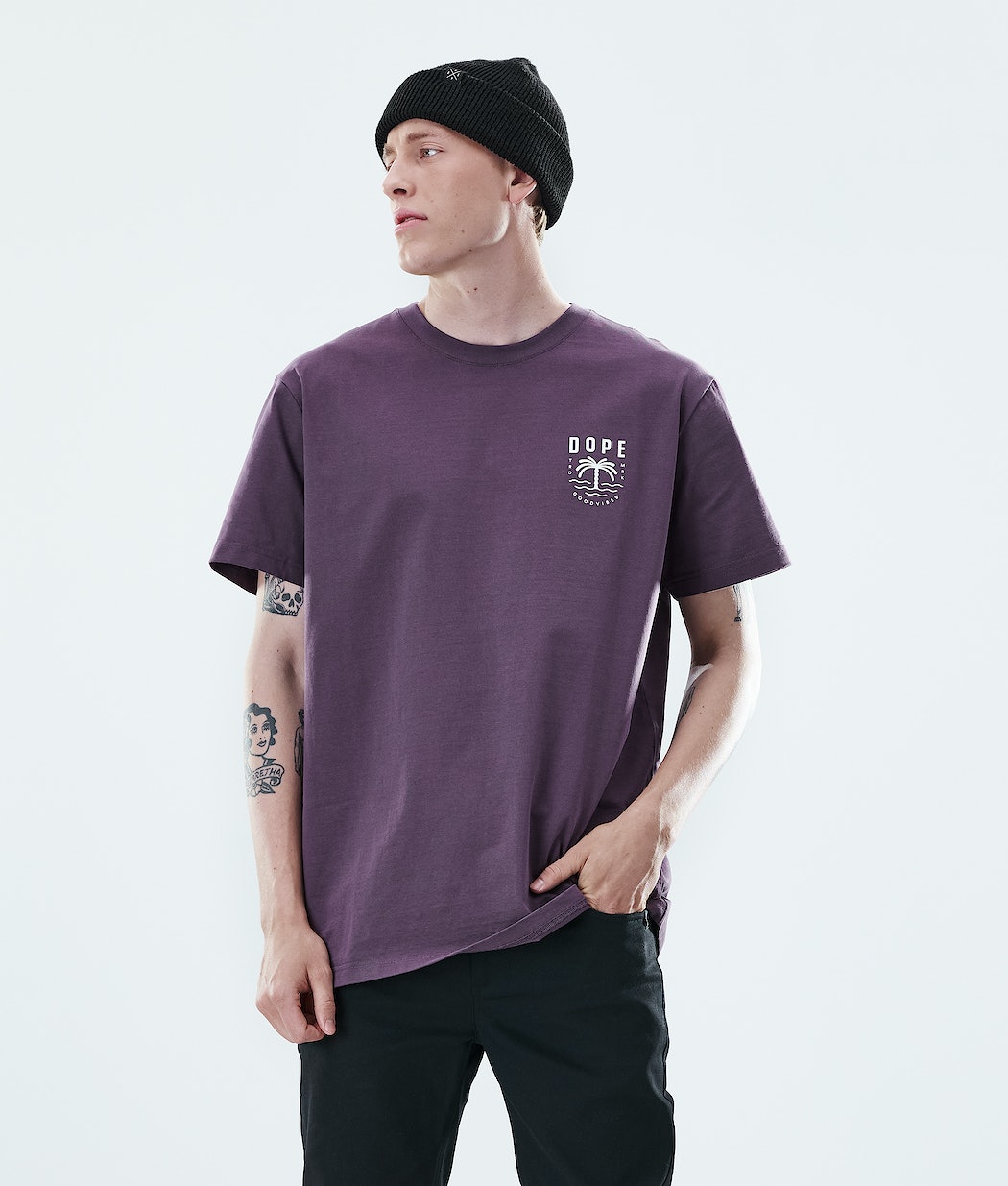 Camisetas Dope Daily Palm Hombre Moradas | 476-CBPKRU
