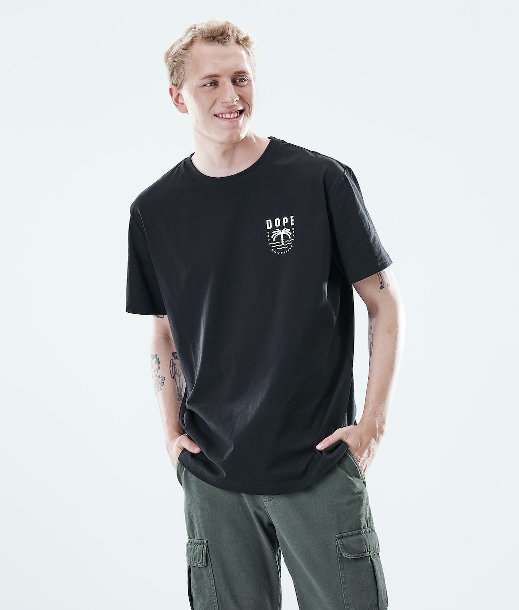 Camisetas Dope Daily Palm Hombre Negras | 290-WNOKQS