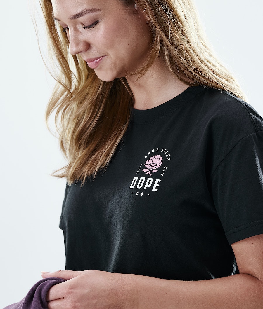 Camisetas Dope Regular Rose Mujer Negras | 349-GIZLJH