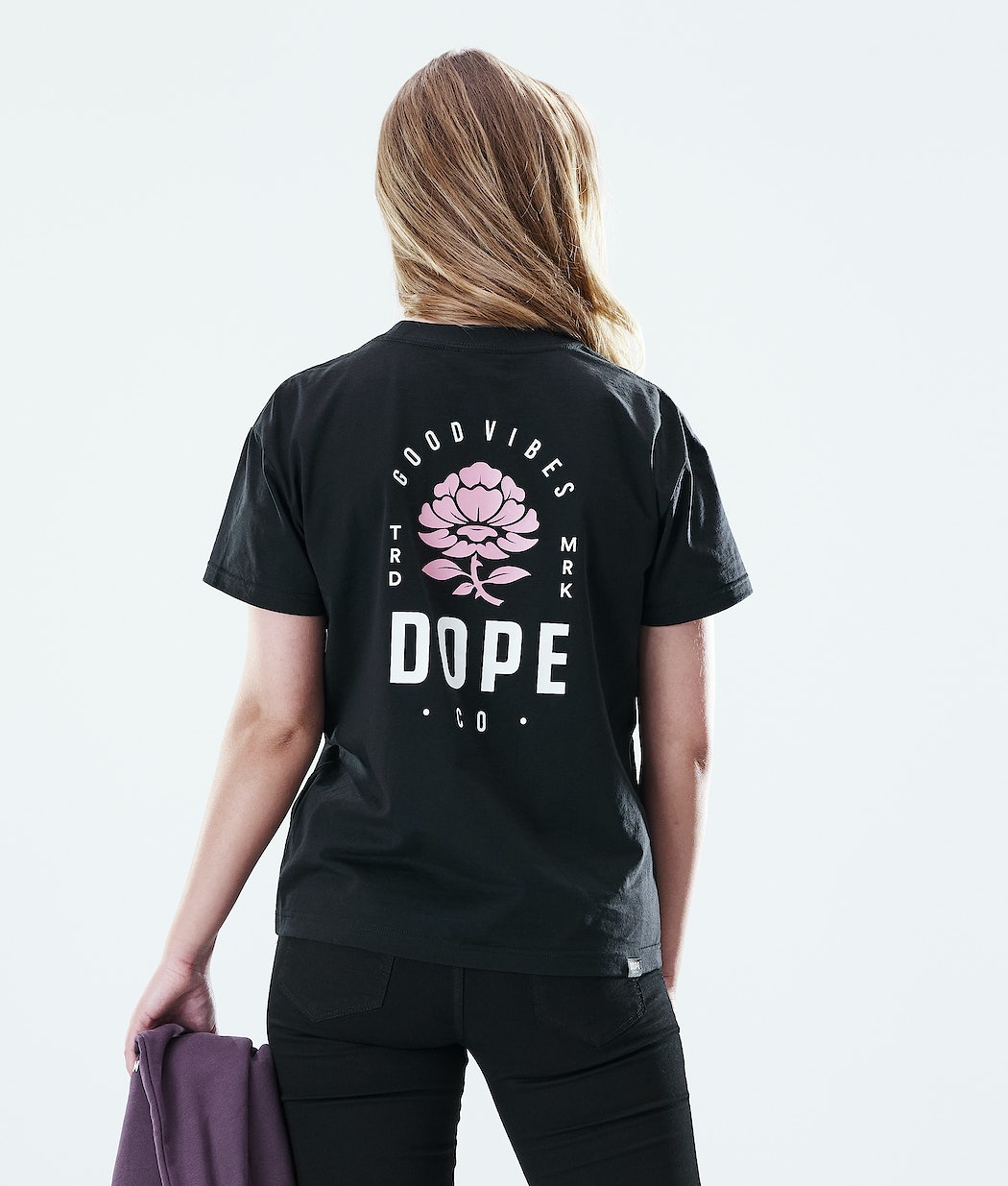 Camisetas Dope Regular Rose Mujer Negras | 349-GIZLJH