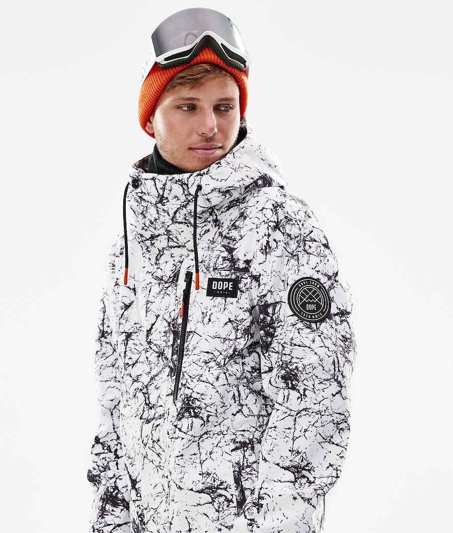 Chaqueta Snowboard Dope Blizzard Full Zip 2021 Hombre Blancas Negras | 829-KJHXCA