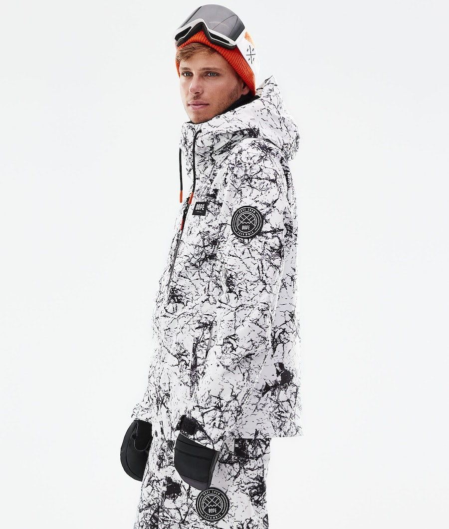 Chaqueta Snowboard Dope Blizzard Full Zip 2021 Hombre Blancas Negras | 829-KJHXCA