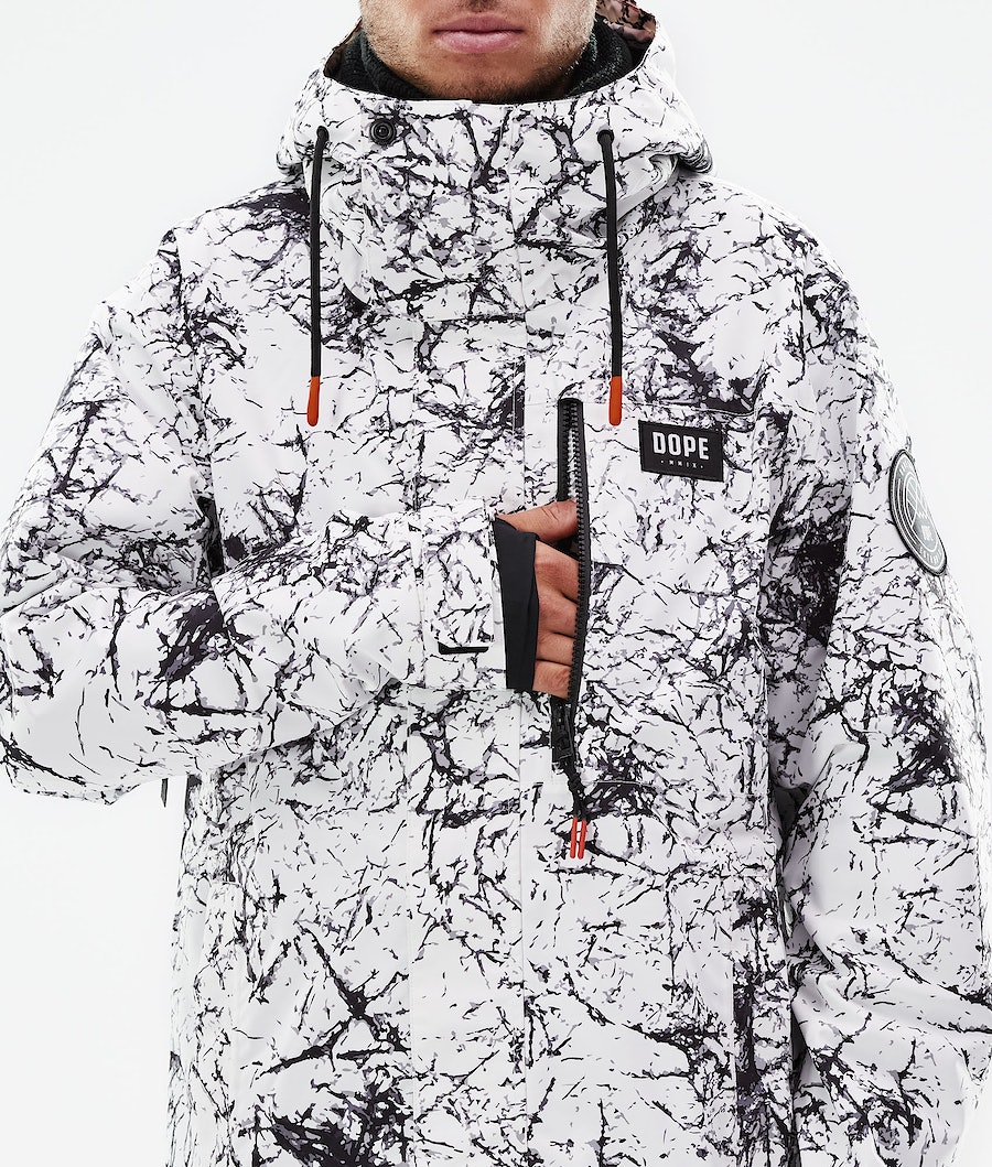 Chaqueta Snowboard Dope Blizzard Full Zip 2021 Hombre Blancas Negras | 829-KJHXCA